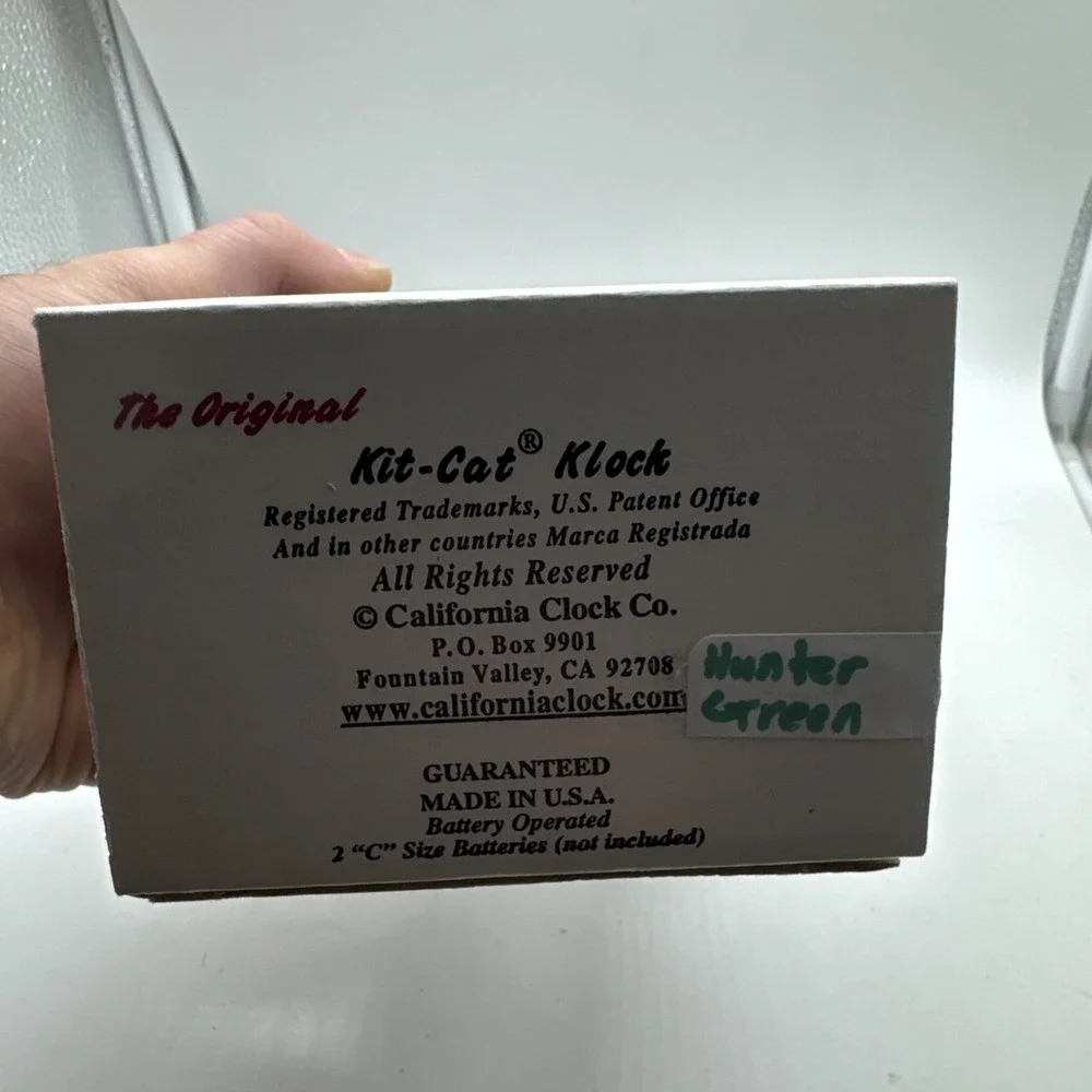 Kit-Cat Klock Hunter Green White Bow Rare OG box - not used only stored